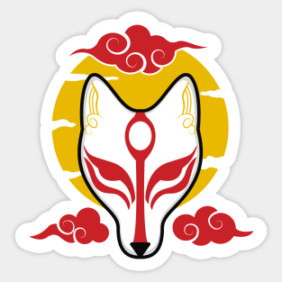 Japanese kitsune mask Sticker